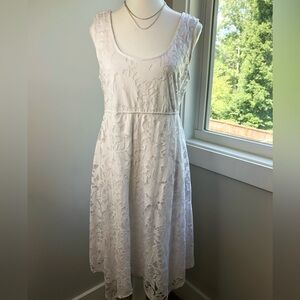 NWT! Soma White Lace Burnout Handkerchief Dress. Size Medium